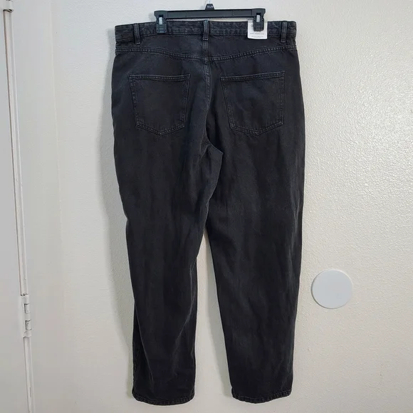 Cotton On Women's Midnight Black Curve Baggy Straight Leg Jeans Sz 12 High Rise - Picture 8 of 14